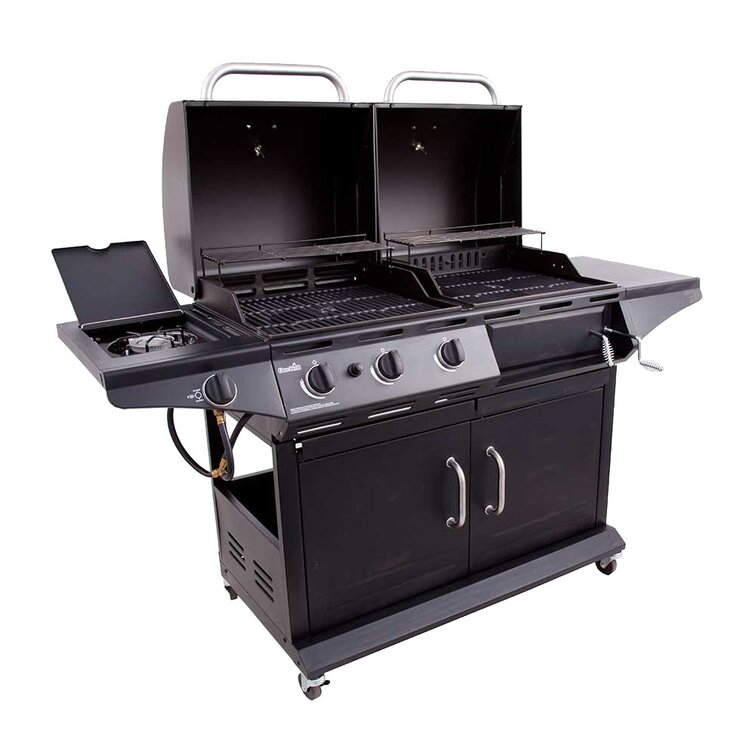 Charbroil 3 Burner Gas and Charcoal Combo Grill with Side Burner